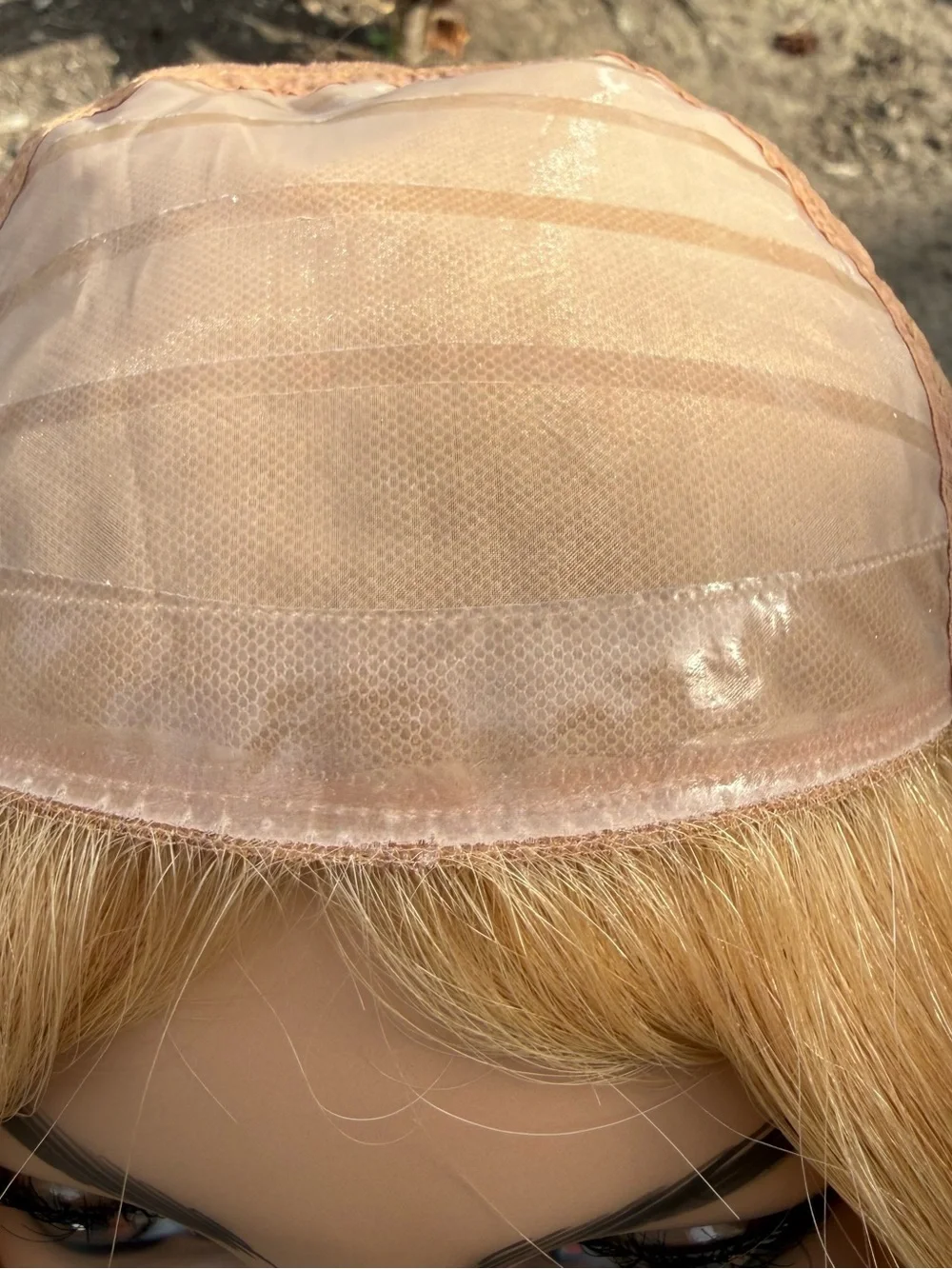 Human hair blonde Layered Women's Wig - medical cap